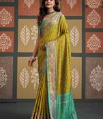 Olive patola silk blend party wear saree
