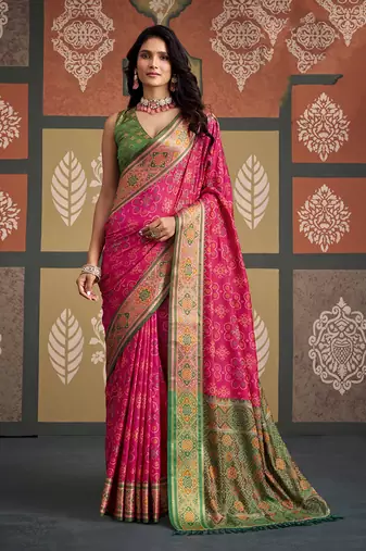 Peach patola silk party wear saree