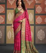 Peach patola silk blend party wear saree