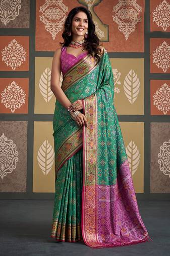 Green patola silk party wear saree
