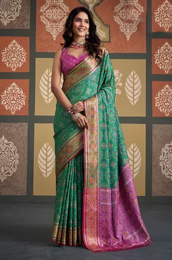 Green patola silk party wear saree