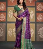 Purple patola silk blend party wear saree