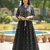 Ftdiva women's cotton printed jacketed anarkali kurti in black
