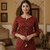 Ftdiva women stylish paisley printed straight kurta in maroon