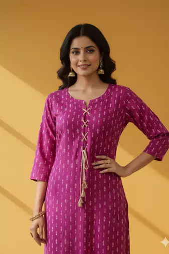 Ftdiva women stylish paisley printed straight kurta in purple