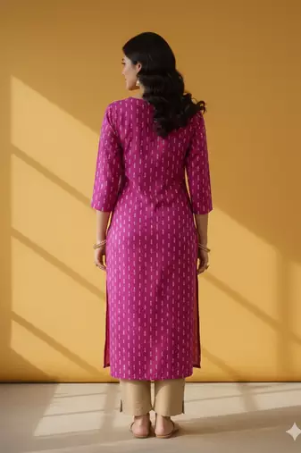 Ftdiva women stylish paisley printed straight kurta in purple