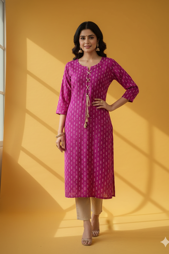 Ftdiva women stylish paisley printed straight kurta in purple
