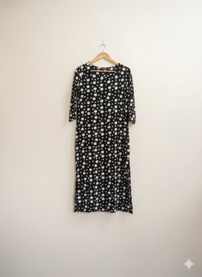 Ftdiva women's polka dots printed straight kurti in black 5