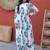 Beautiful Sky Blue Floral Printed Cotton Daily Wear Kurti With Pant