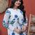 Beautiful Sky Blue Floral Printed Cotton Daily Wear Kurti With Pant