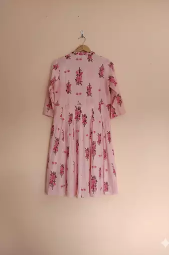 Ftdiva women's exclusive designer floral printed kurta in pink