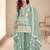 Turquoise chinon free size stitched suit with embroidery & sequence work