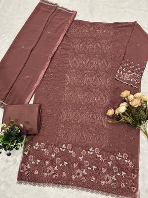 Purple fox georgette suit with embroidered sequin  2
