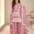 Purple chinon free size stitched suit with embroidery & sequence work