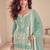 Turquoise chinon free size stitched suit with embroidery & sequence work