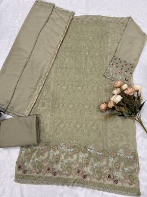 Green fox georgette suit with embroidered sequin  2