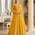 Yellow georgette free size stitched anarkali suit with embroidery & sequence work