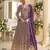Violet georgette free size stitched anarkali suit with sequence & diamond work