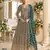 D green georgette free size stitched anarkali suit with sequence & diamond work