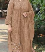 Brown fox georgette suit with embroidered sequin 