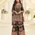 Black crep silk free size stitched suit with aari & digital print work
