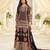 Black crep silk free size stitched suit with aari & digital print work