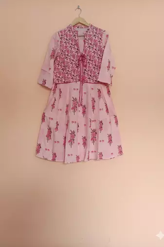 Ftdiva women's exclusive designer floral printed kurta in pink