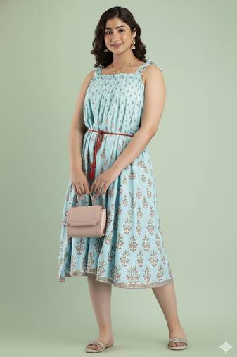 Ftdiva sleeveless anarkali kurta in light green