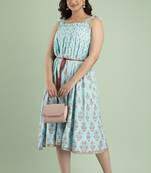 Ftdiva sleeveless anarkali kurta in light green