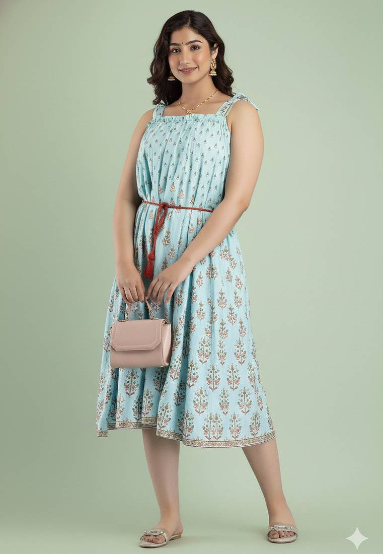 Ftdiva sleeveless anarkali kurta in light green