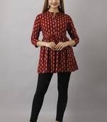 Ftdiva women's maroon printed kruti in rayon