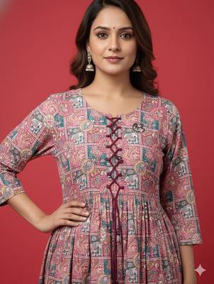 Ftdiva women embroidered printed aliya cut kurta in multicolor 3