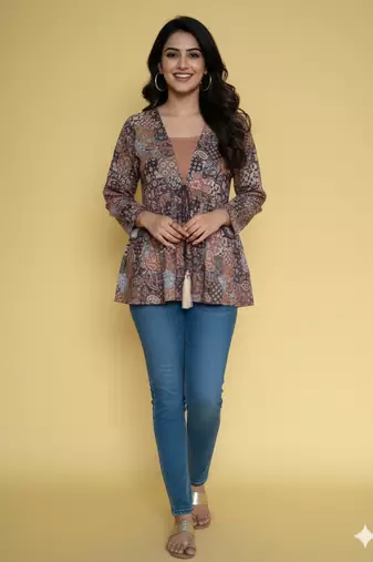 Ftdiva women stylish paisley printed straight kurta in multicolor