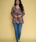 Ftdiva women stylish paisley printed straight kurta in multicolor