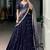 Rich Navy Blue Thread Embroidered Silk Festive Wear Half Saree Lehenga