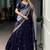 Rich Navy Blue Thread Embroidered Silk Festive Wear Half Saree Lehenga