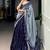 Rich Navy Blue Thread Embroidered Silk Festive Wear Half Saree Lehenga
