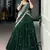 Precious Green Thread Work Silk Mehendi Wear Half Saree Lehenga