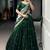 Precious Green Thread Work Silk Mehendi Wear Half Saree Lehenga