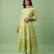Ftdiva women's  embroidered anarkali green printed kurti in rayon
