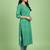 Ftdiva women stylish paisley printed straight kurta in green