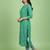 Ftdiva women stylish paisley printed straight kurta in green