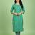 Ftdiva women stylish paisley printed straight kurta in green