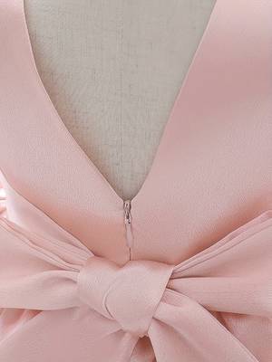 Blush pink solid polyester party wear fit & flare girls dress 3