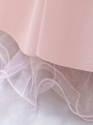 Blush pink solid polyester party wear fit & flare girls dress 4