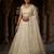 CREAM ORGENZA SILK EMBROIDERY SEMI STICHED  LEHENGA WHIT BLOUSE