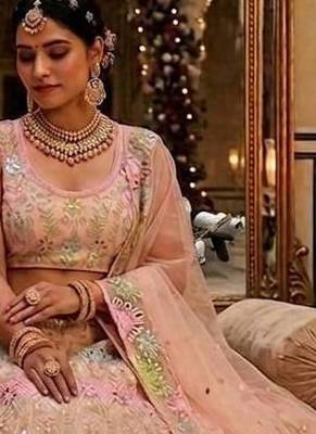 MULTI NET EMBROIDERY LEHENGA WHIT BLOUSE 3