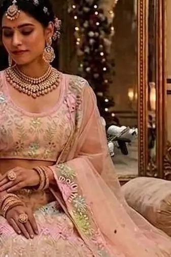 MULTI NET EMBROIDERY LEHENGA WHIT BLOUSE