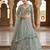 GREEN SOFT NET  EMBROIDERY SEMI STICHED  LEHENGA WHIT BLOUSE