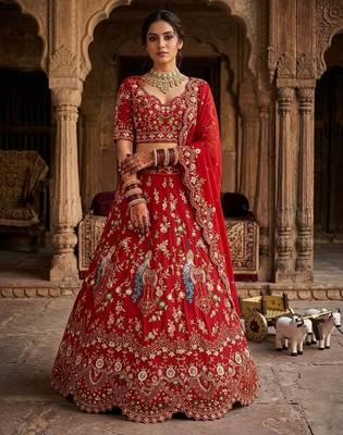 RED GEORGETTE EMBROIDERY LEHENGA WHIT BLOUSE 2